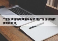 广东区块链领域政府补贴公司[广东区块链技术有限公司]